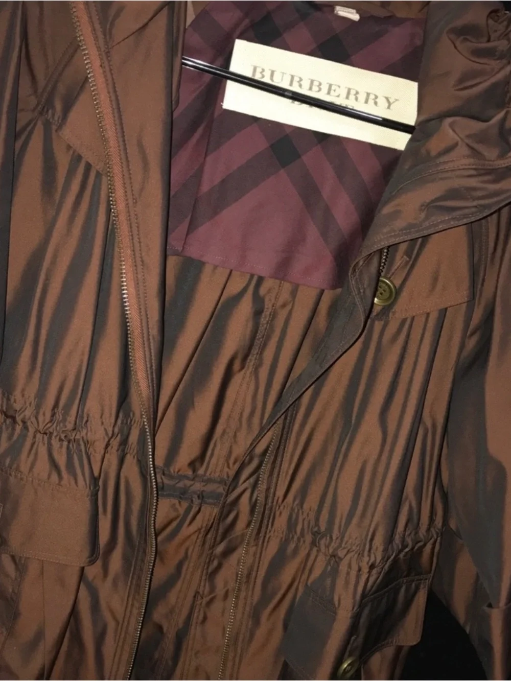 Burberry bronze/brown Hooded Raincoat - Picture 6 of 7